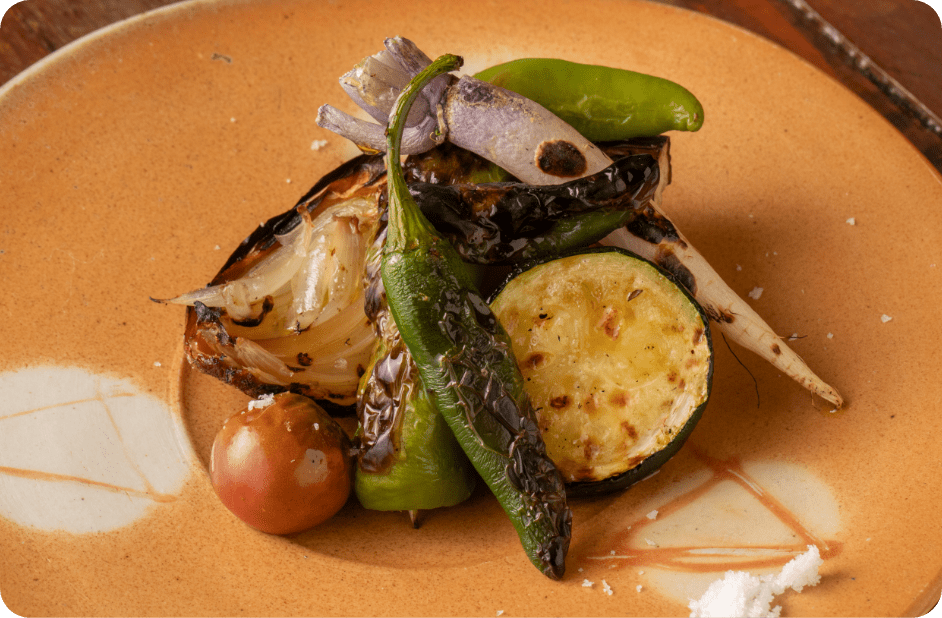 有機野菜の炭火焼き盛合せ 伊達の旨塩で！